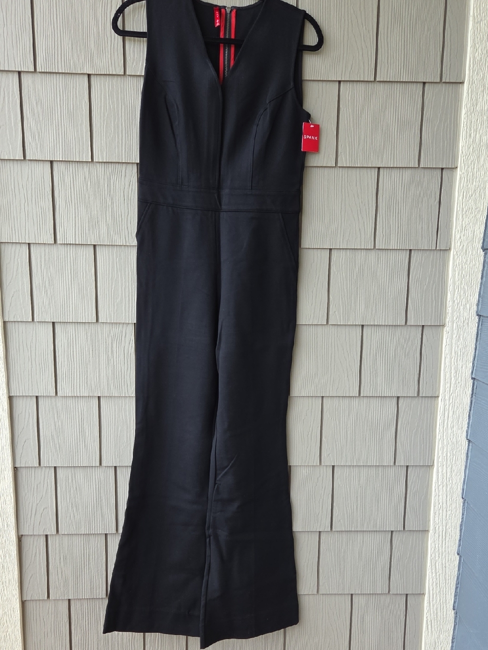 SPANX Black Sleeveless V-Neck Wide-Leg Jumpsuit